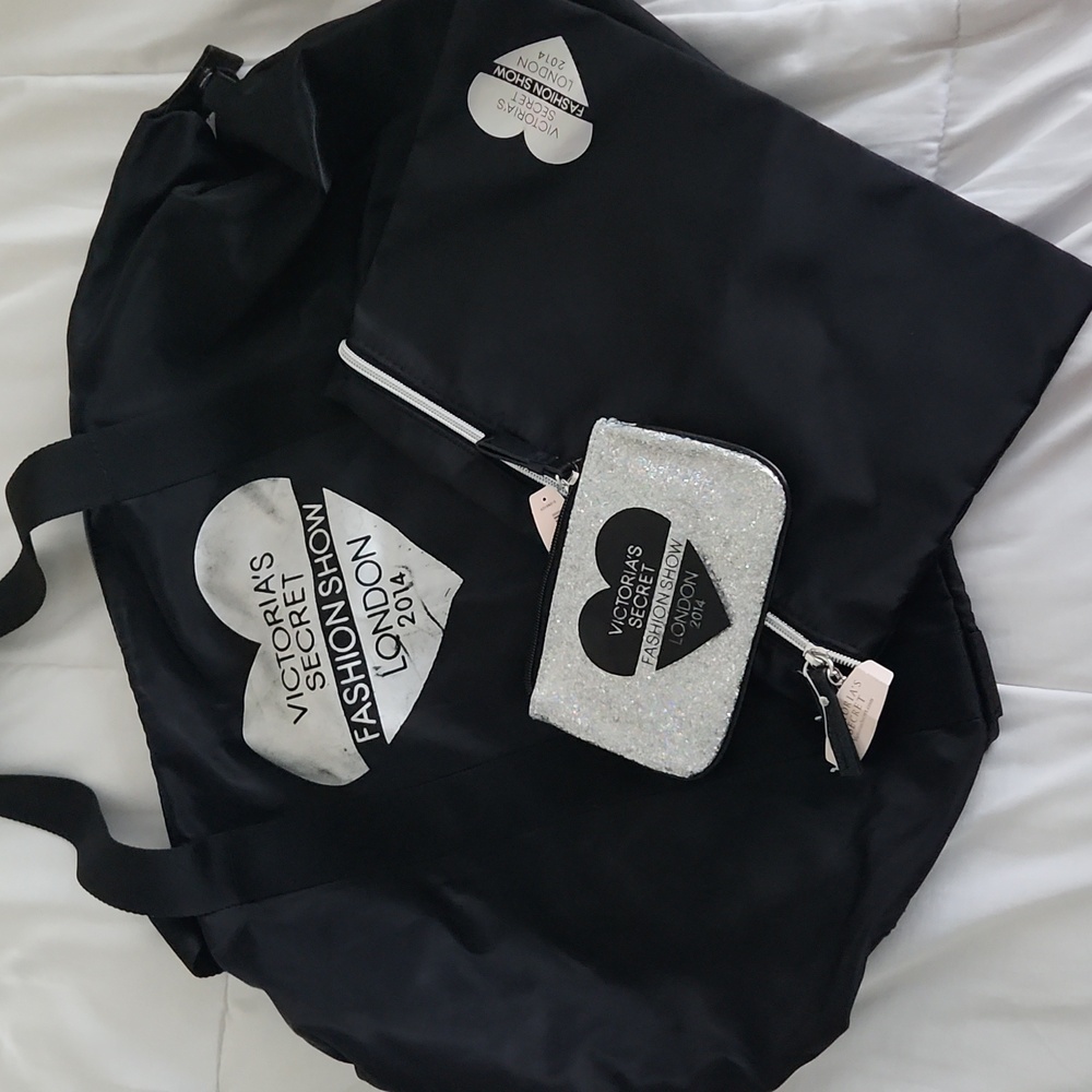 Victoria's Secret Black and Silver Travel Bag Set